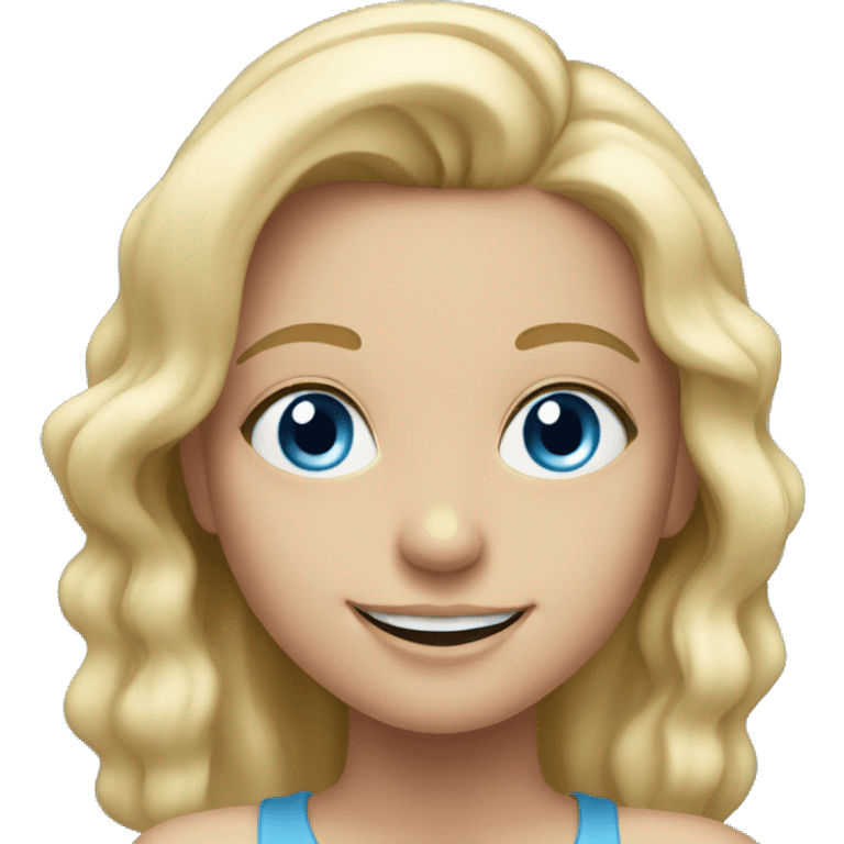 smiling blonde girl portrait blue eyes emoji