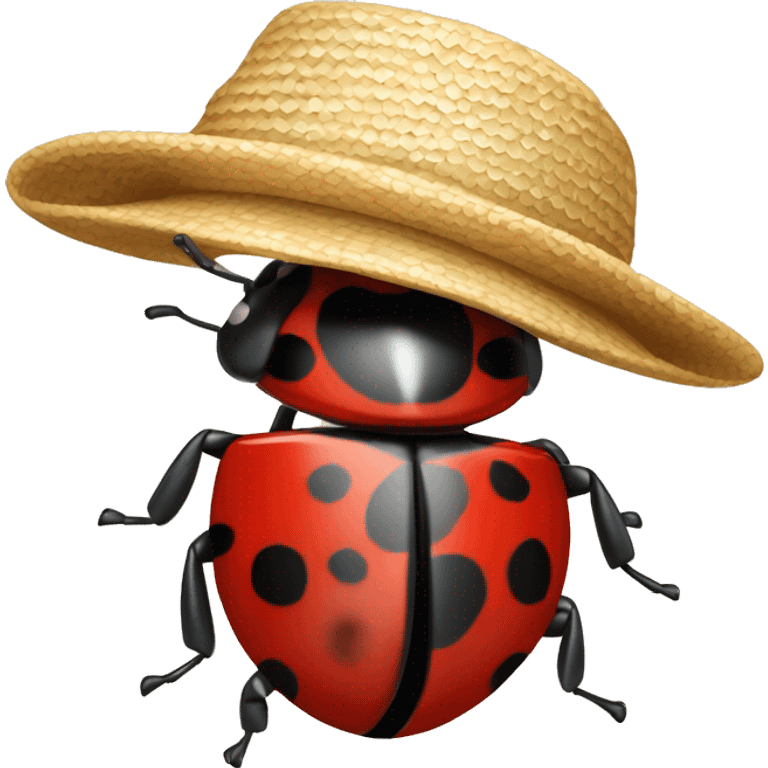 Ladybug with fancy beach hat emoji