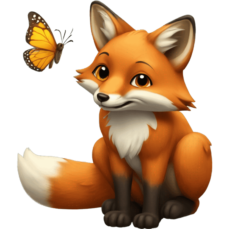 Fox and butterfly emoji