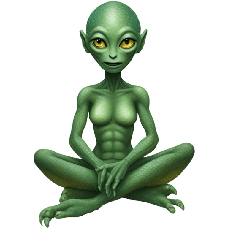 a Reptilian alien woman,in meditation emoji