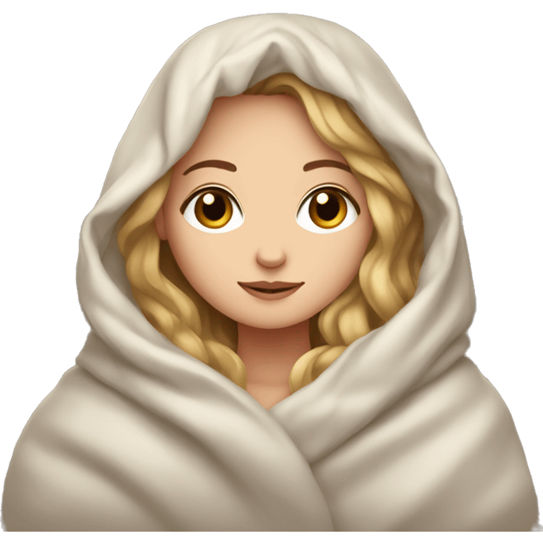 A white girl in a blanket emoji