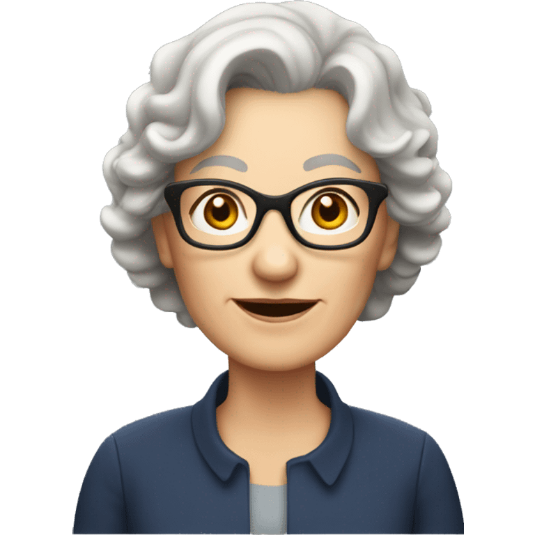 Older white woman with short brown wavy hair and glasses  emoji