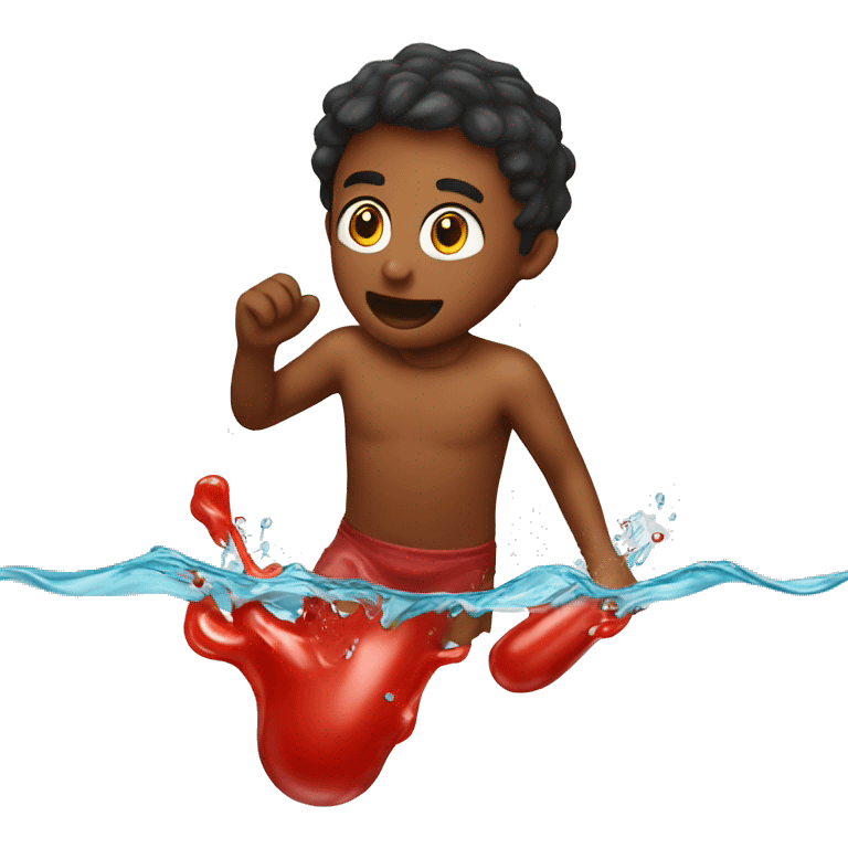 Boy swimming in ketchup emoji