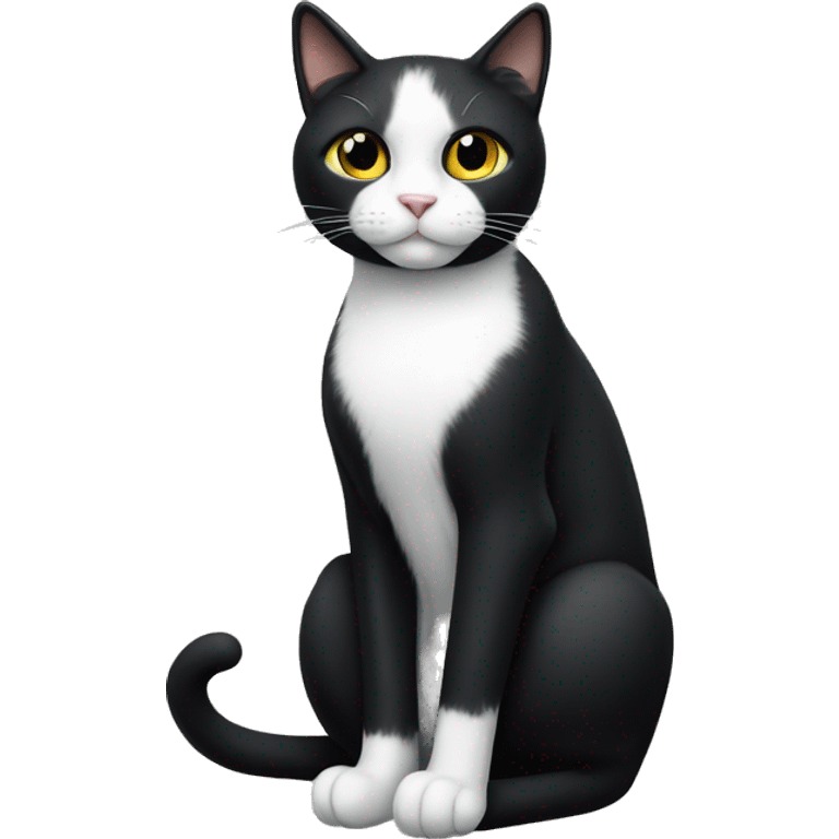 a black cat with a white chest and white socks sits emoji