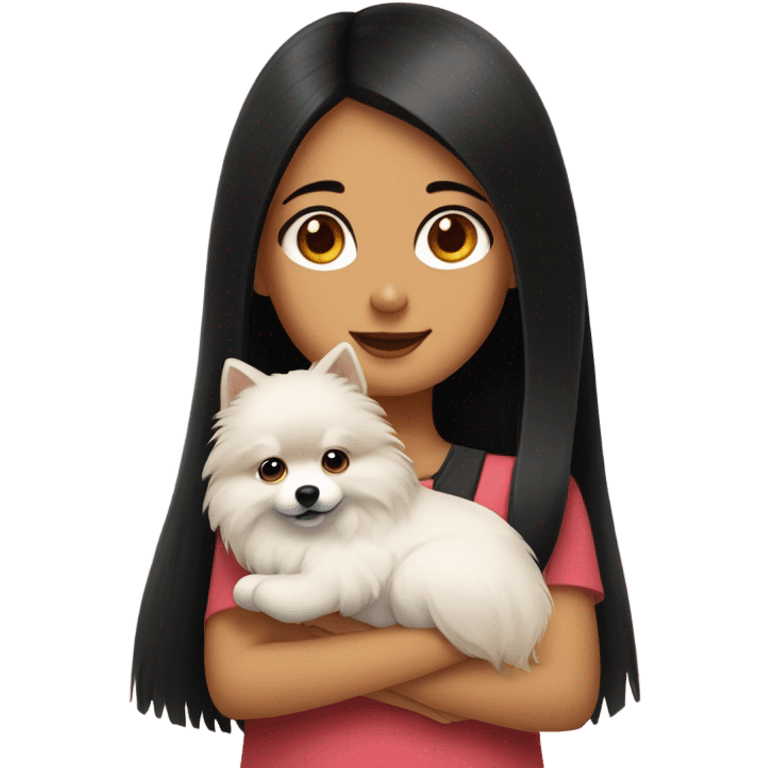 German spitz hugging black hair cute girl  emoji