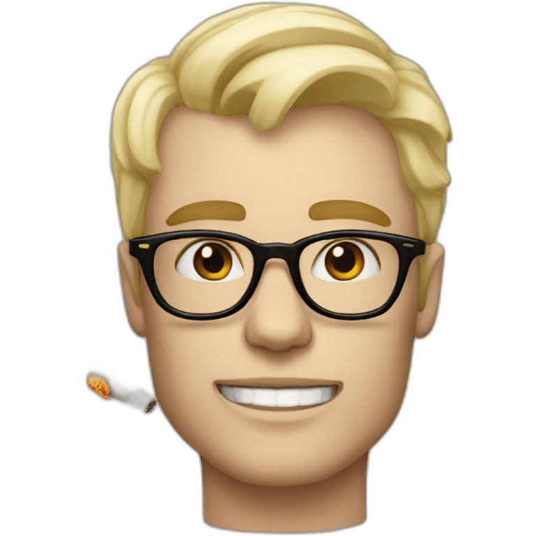 blonde white man with glasses and face tattoo smoking cigarette  emoji