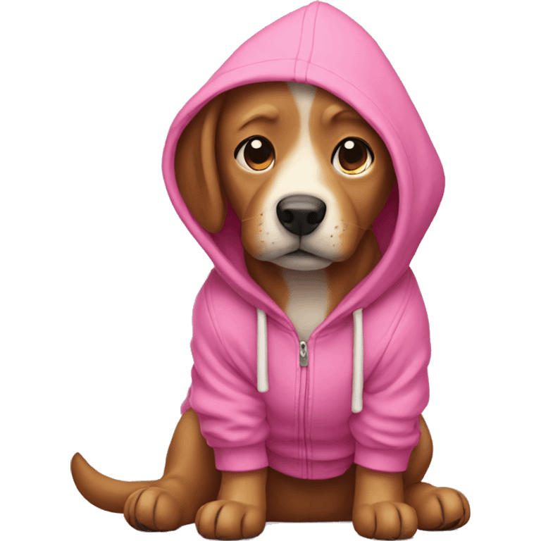 dog wearing a pink hoodie  emoji