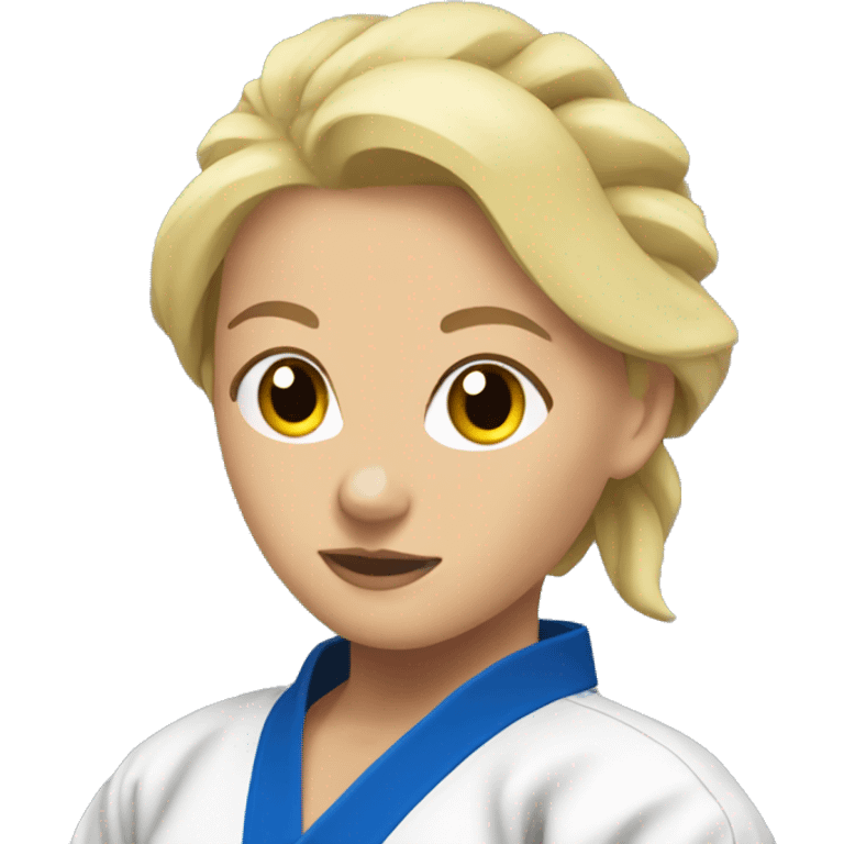 blonde female judo athlete, looking sideways emoji