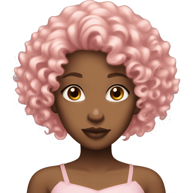 light pink curly hair , black woman, red eyes, princess. emoji