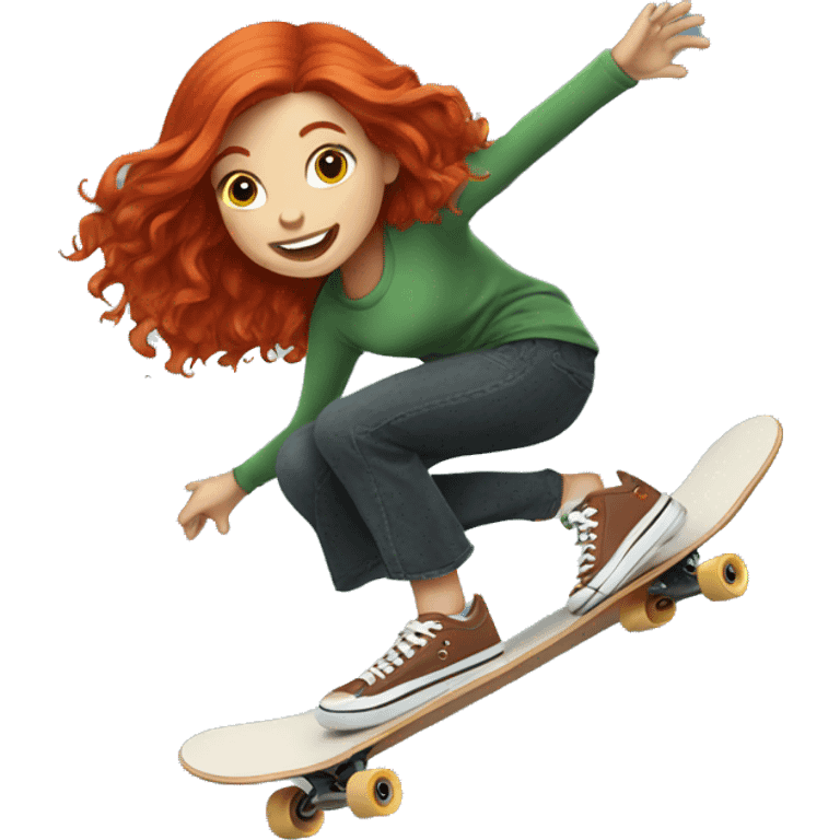 Redhead girl skateboarding  emoji