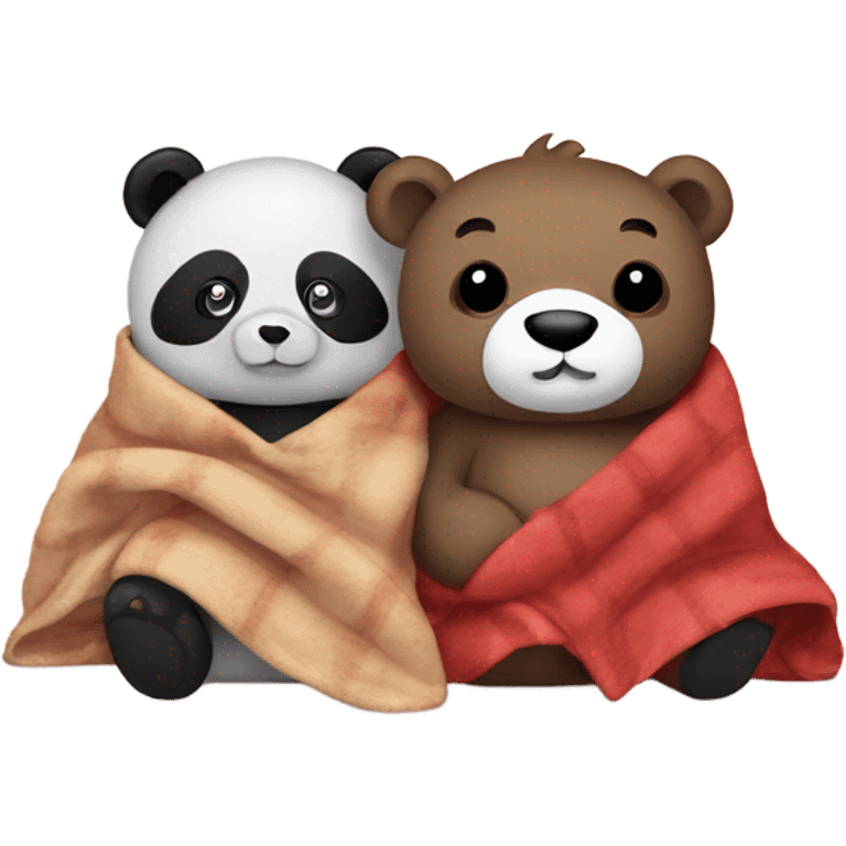 Teddy bear with a panda bear in a blanket emoji