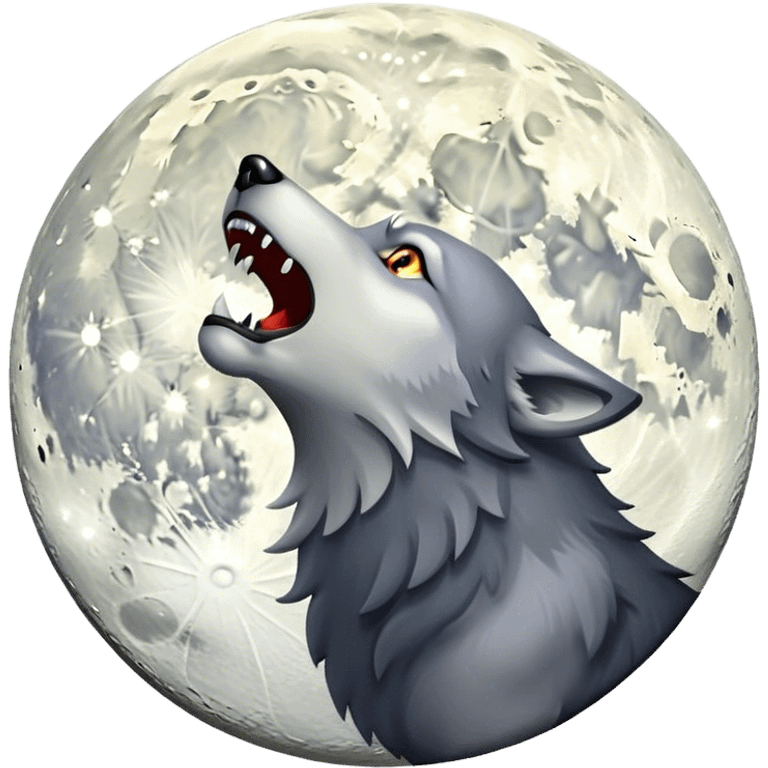 Full Moon with Howling Wolf emoji