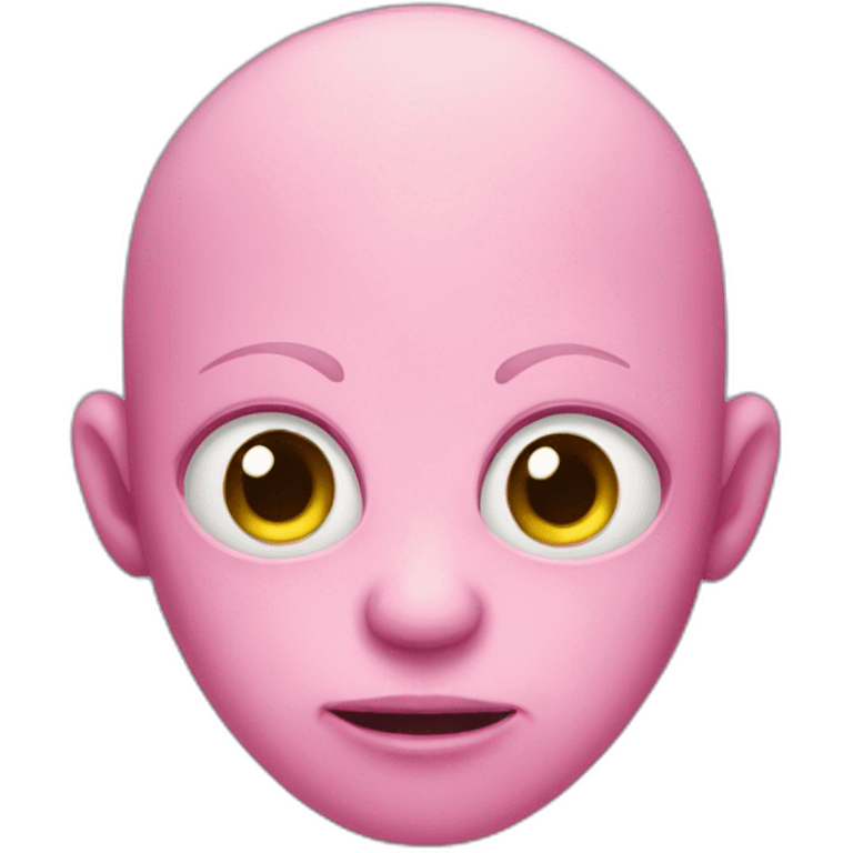 A monster that looks like a pink child without clothes. the eyes are black with highlights. cries a lot. bald  emoji