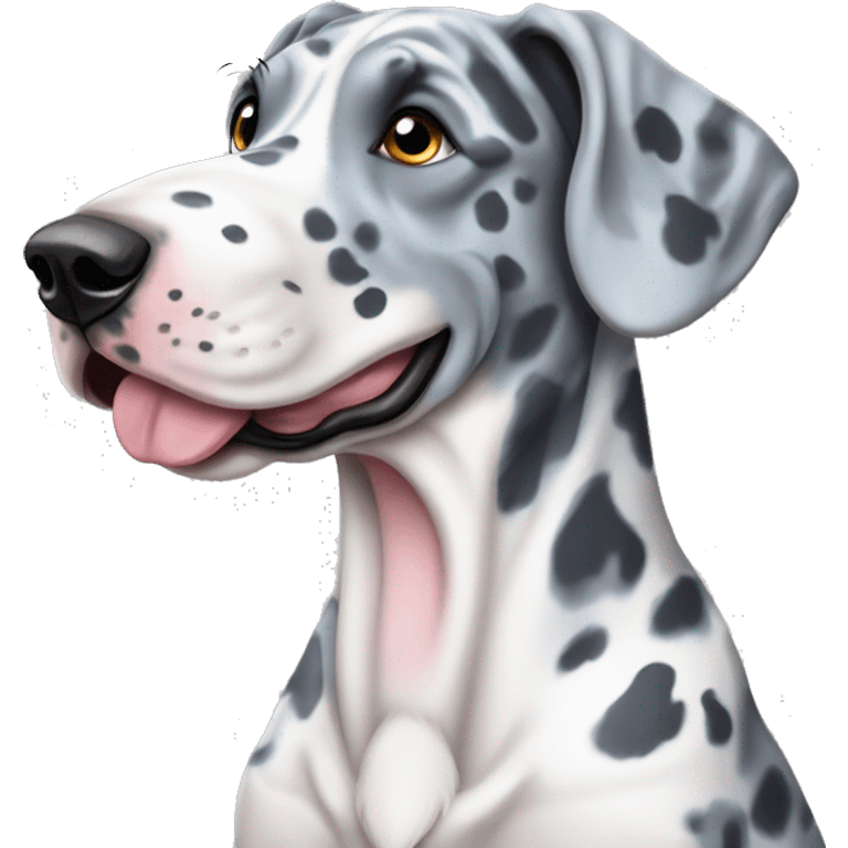 Blue Merle Great Dane with hearts m emoji