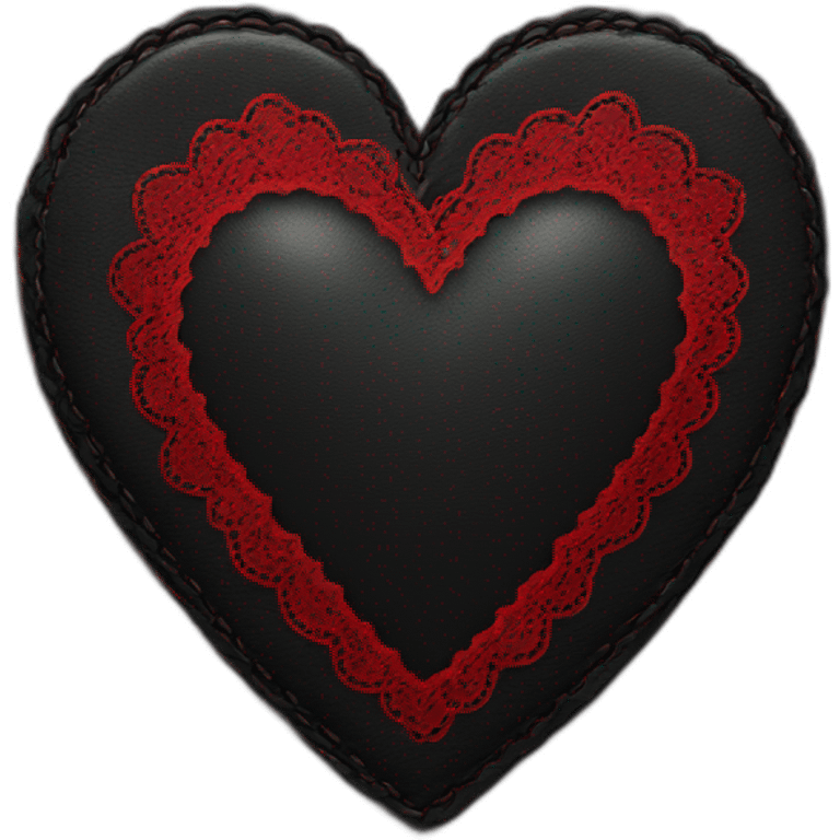 Black leather heart with red lace border emoji