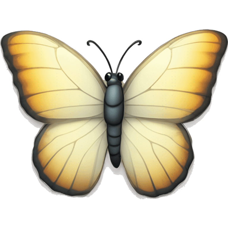 Mariposa transparente posada  en una rama  emoji