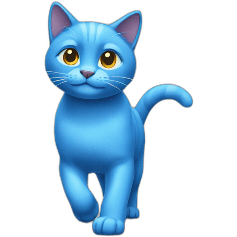 Blue cat walking emoji