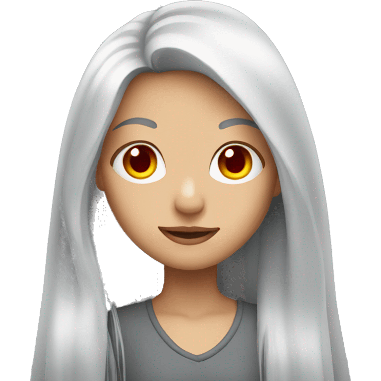 Girl with long silver hair and red eyes  emoji