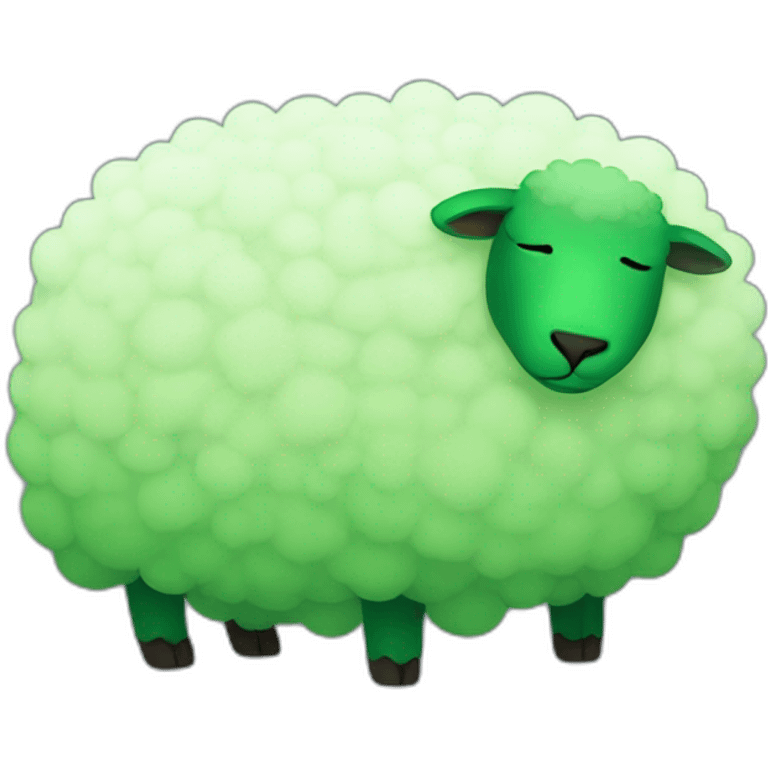 a green sheep sleeping emoji