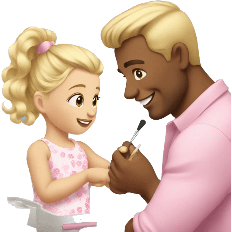 blonde babydaughter gives blonde dad a manicure emoji