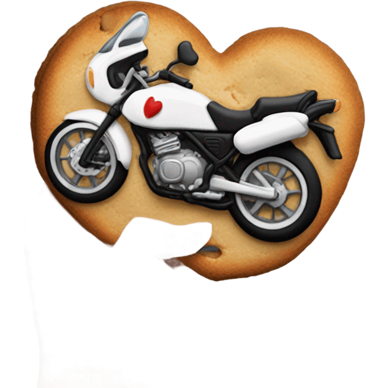 cookie heart with black motorbike  emoji