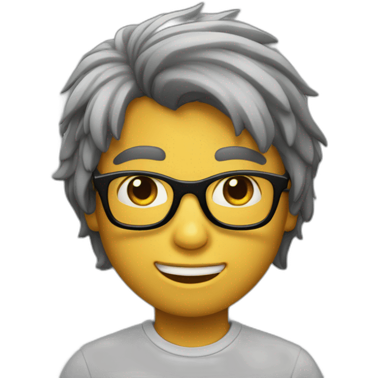 un niño con gafas grises con el  pelo negro emoji