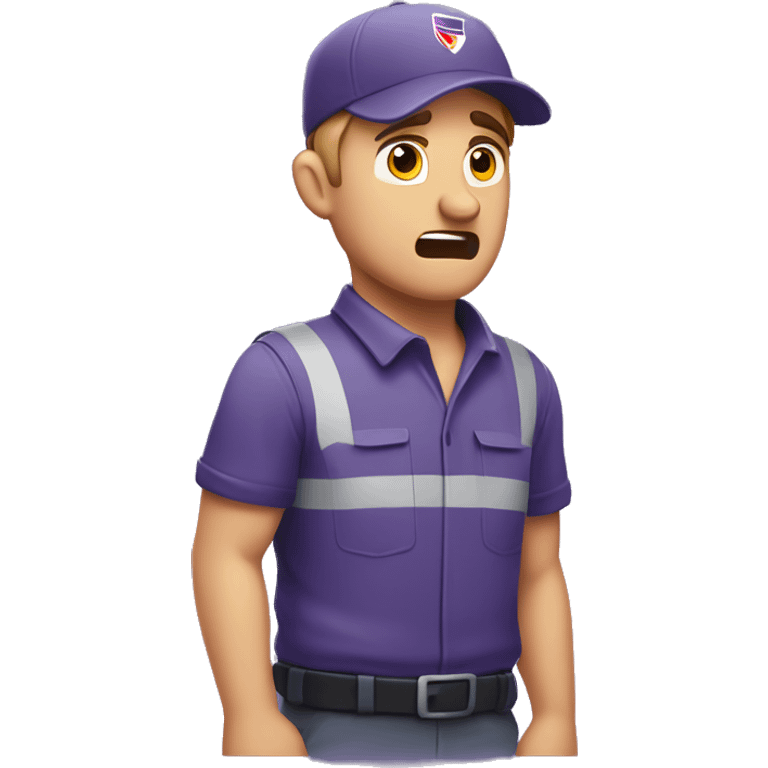 Caucasian Fedex delivery guy upset emoji