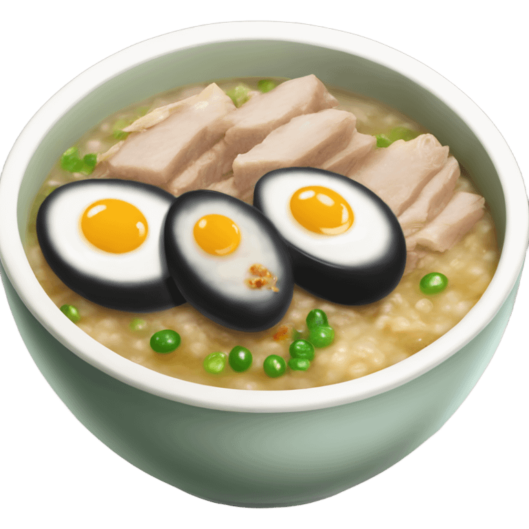 Century egg congee with shredded pork emoji