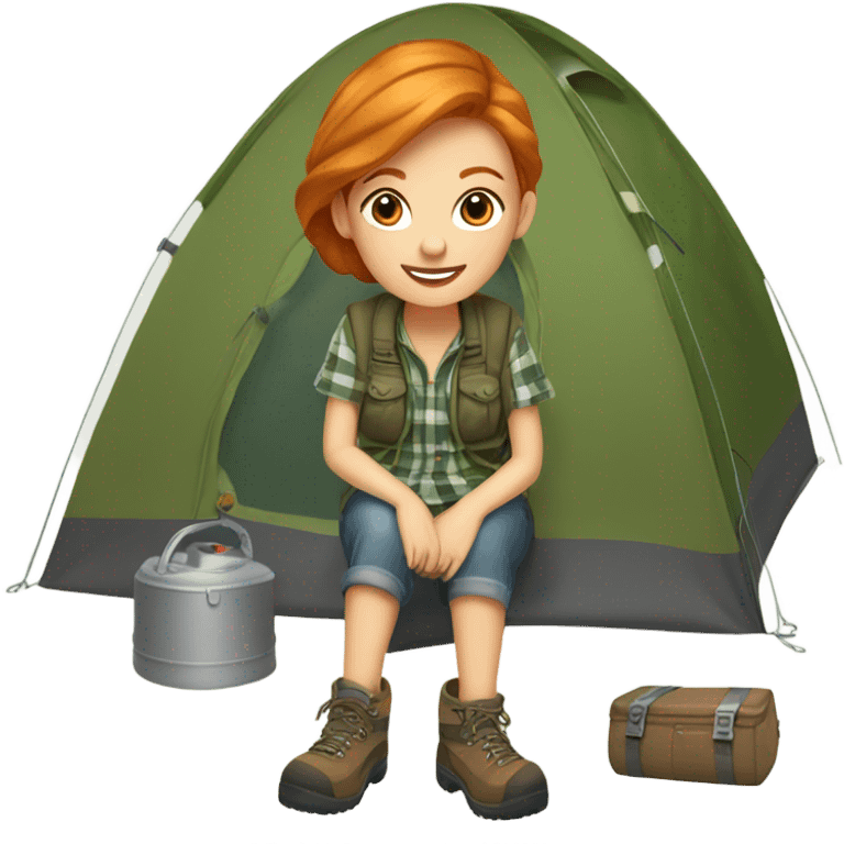 ginger head girl camping emoji