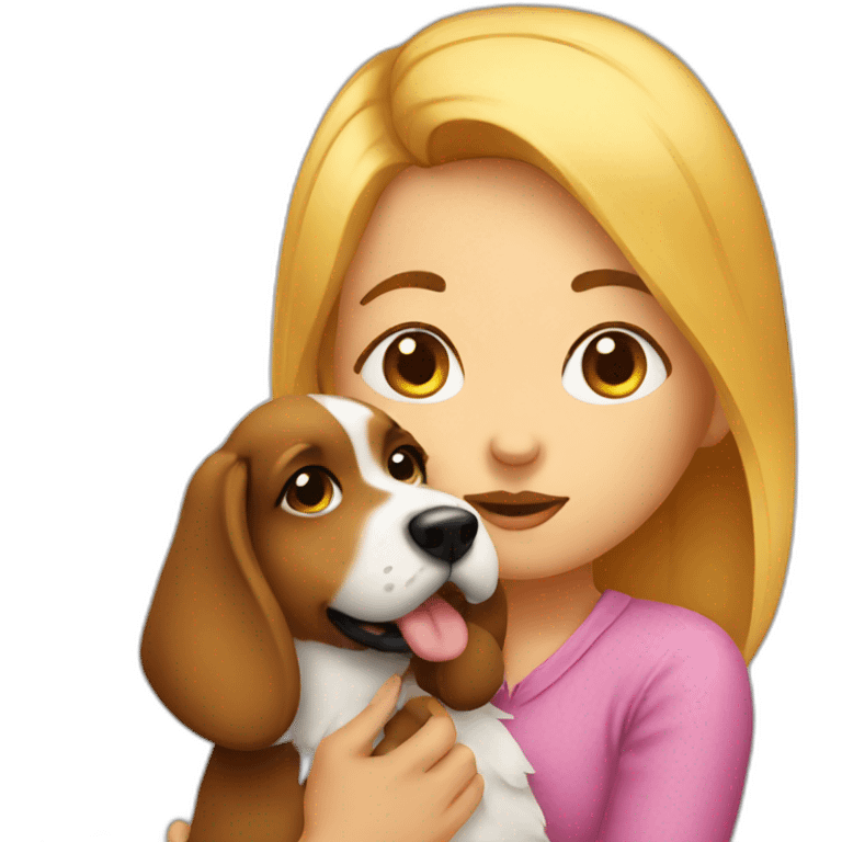 girl kiss dog emoji