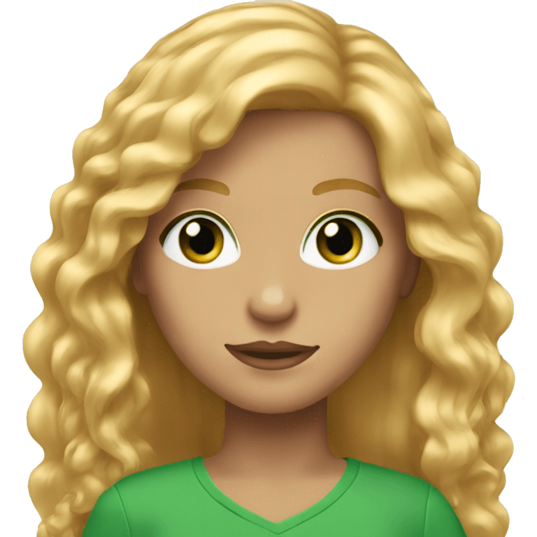 Red Blonde Long hair girl green eyes with lashes emoji