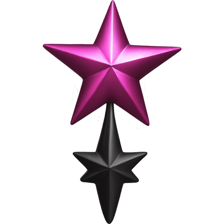 Realistic isolated black and pink metallic star christmas tree topper. emoji