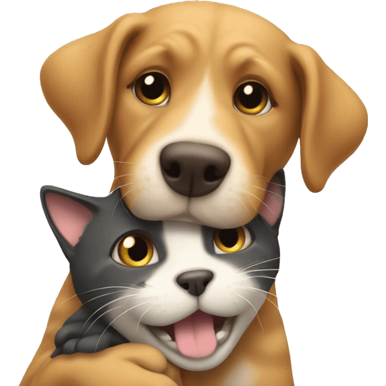 Cat and dog hugging  emoji