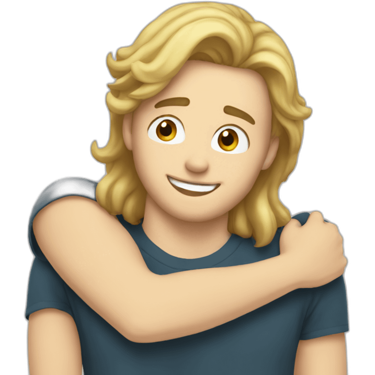 Hug white man brown hair white girl blond hair emoji