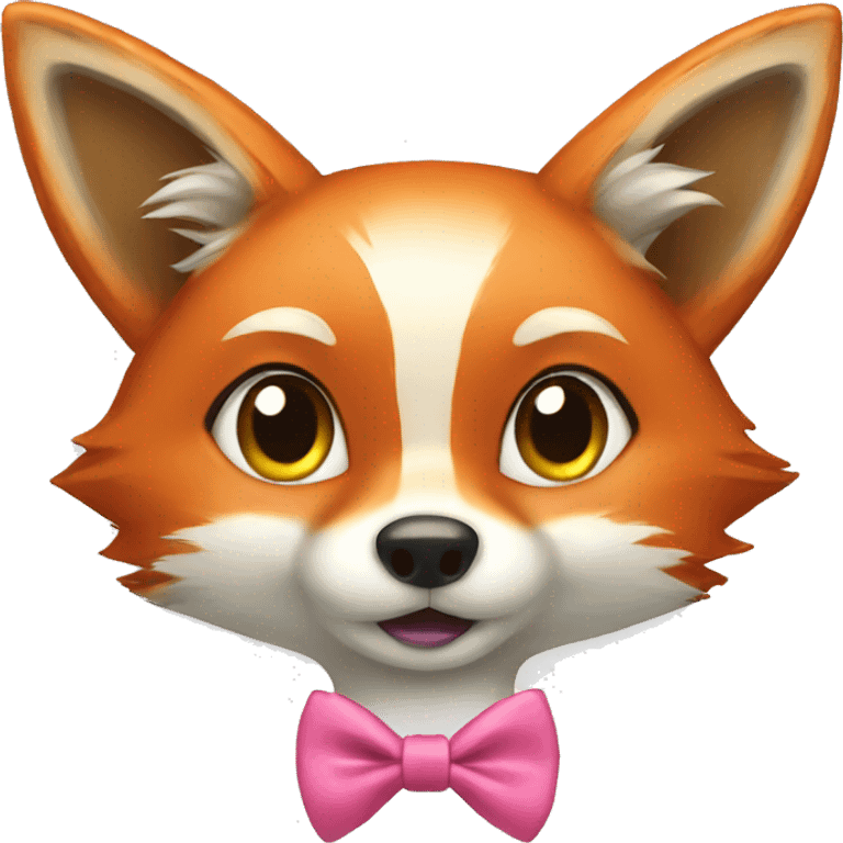 female fox with pink bow tie emoji