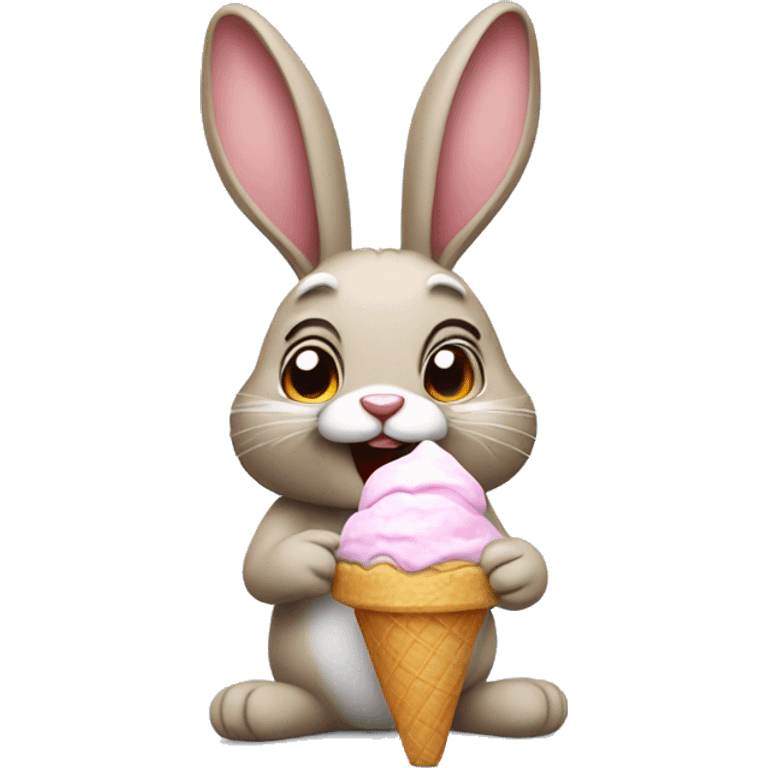 rabbit with ice cream emoji