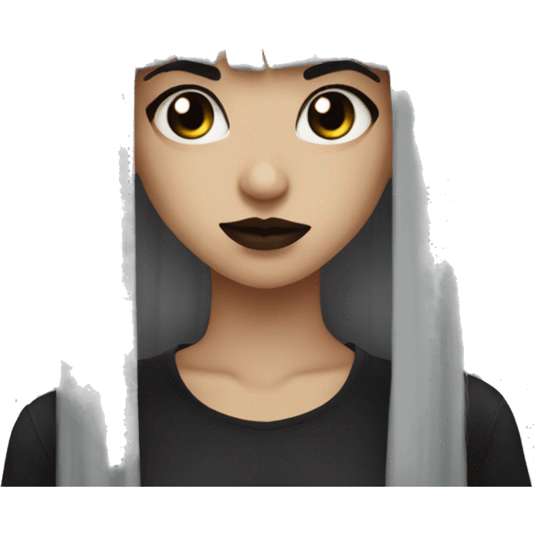 Goth girl long black hair with bangs Latina emoji