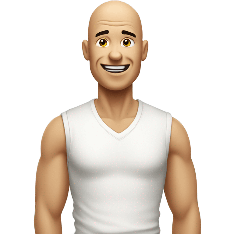 A bald man Mr clean mewing emoji