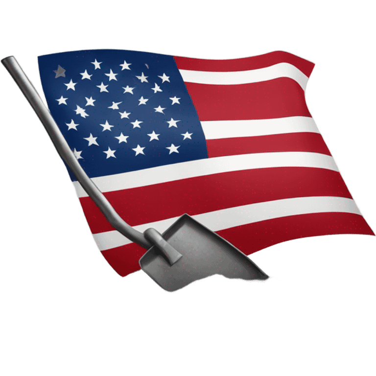 Large American Flag attached to one smaller black shovel in the ground   emoji