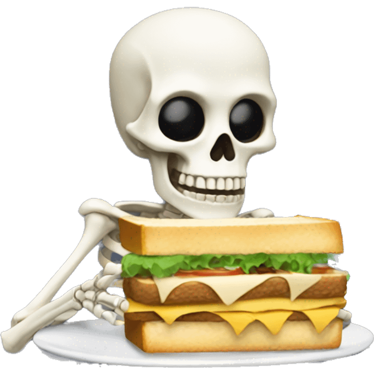 a skeleton eating a sandwich emoji