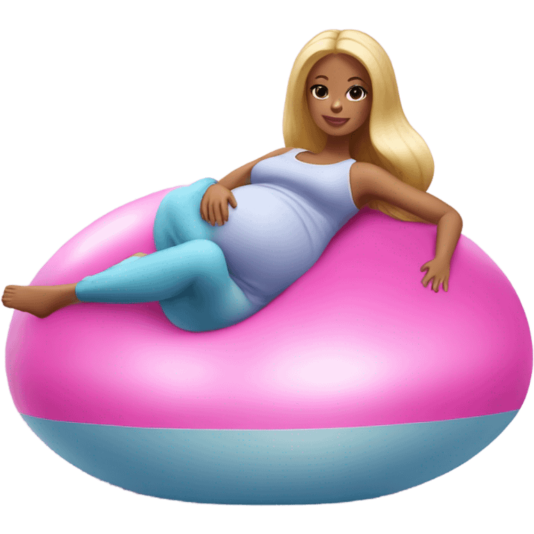 Pregnant Barbie laying on yoga ball emoji