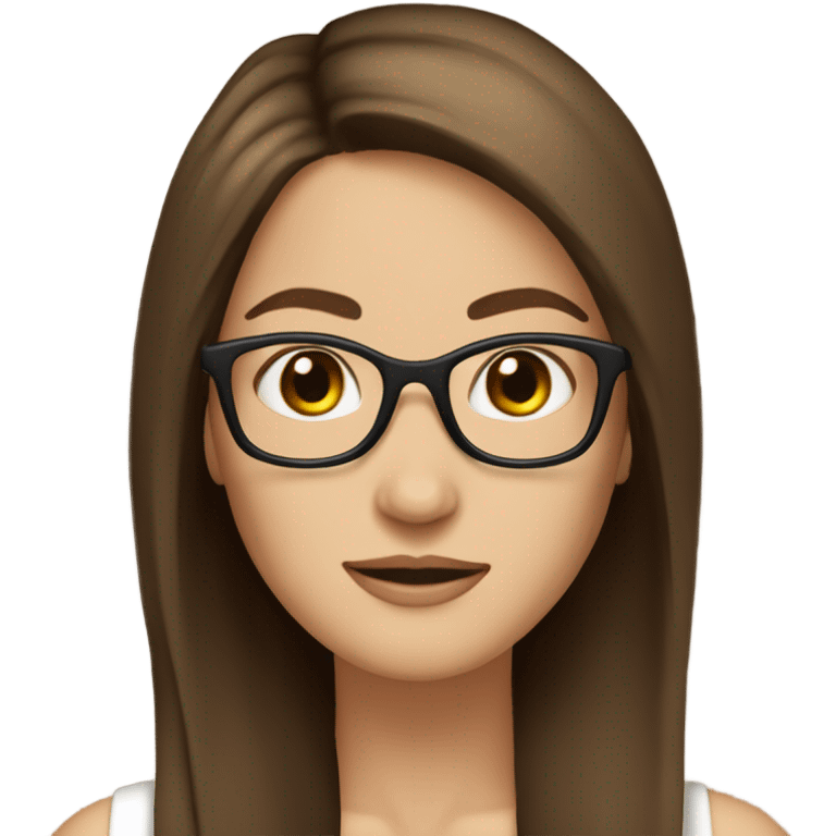 brown hair brown eyes long straight brown hair glasses white skin woman glases emoji