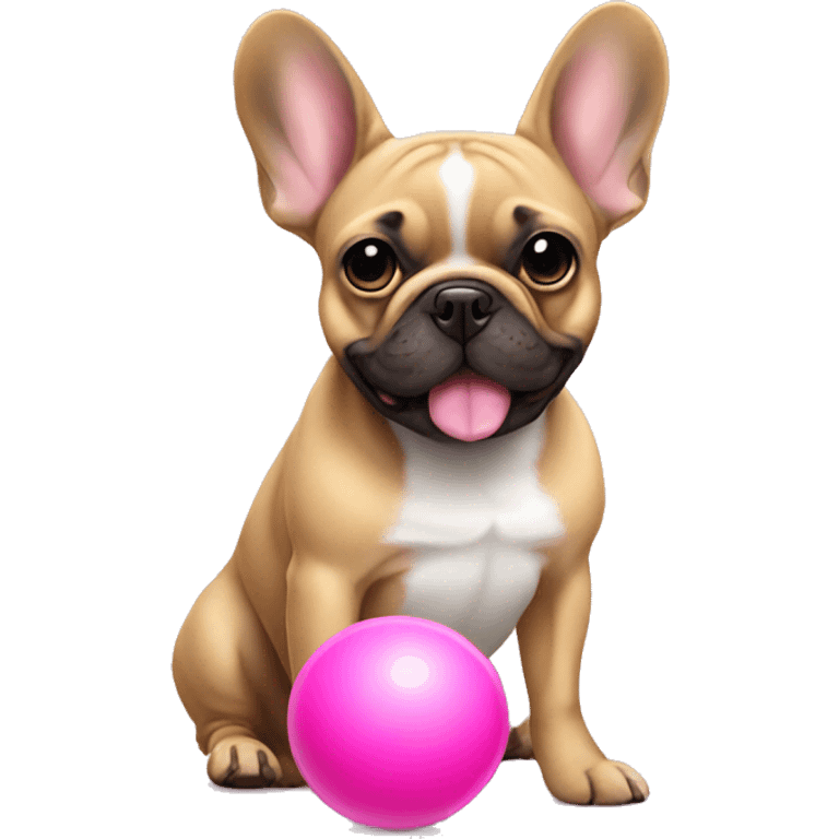 Frenchie with pink ball emoji