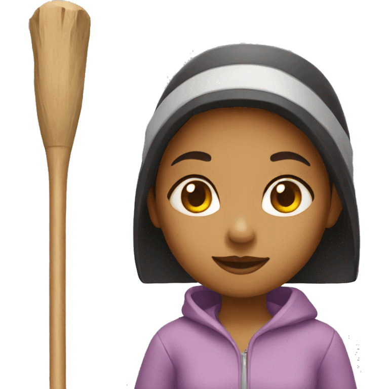 A girl with a stick emoji