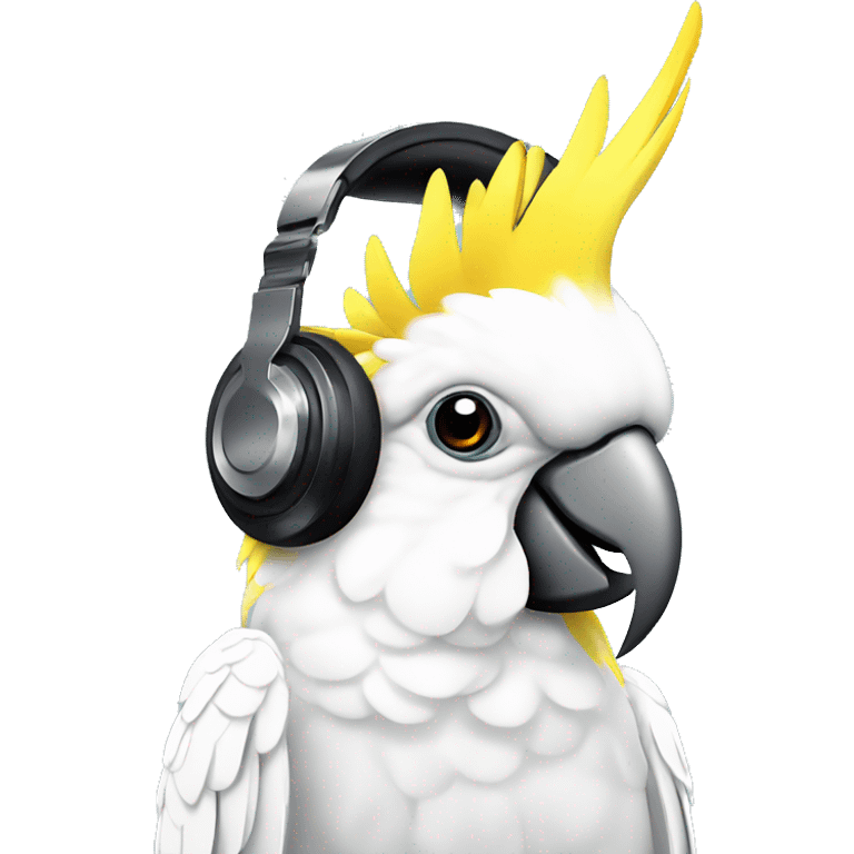 brazilian cockatoo with DJ style headphones emoji