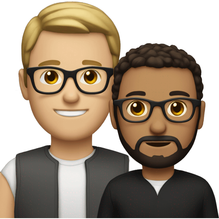 white male with brown beard with black glasses wearing a black gap emoji