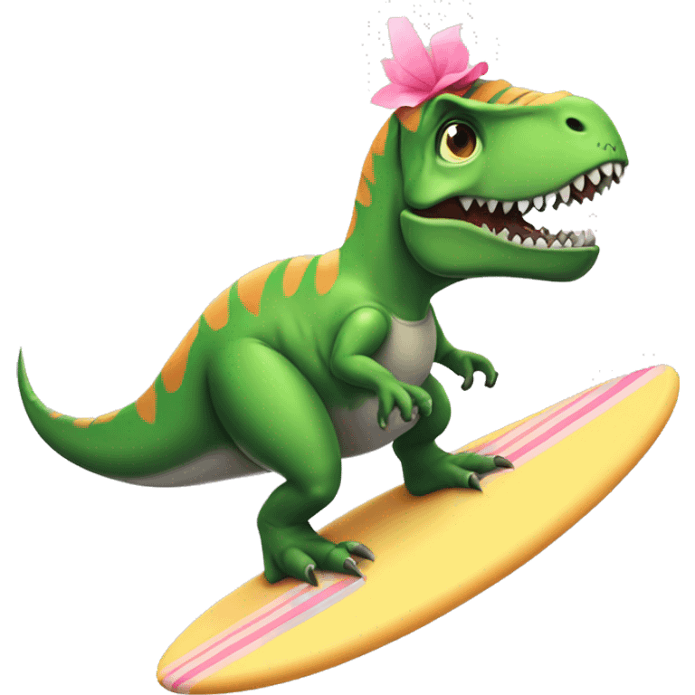 T-Rex on a surfboard wearing a tutu  emoji