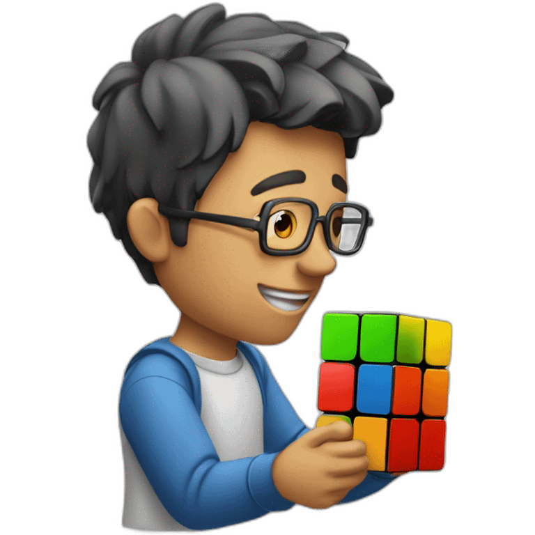 A guy solving rubiks cube emoji