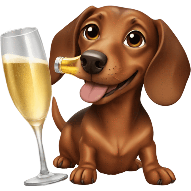 Brown dachshund drinking champagne emoji