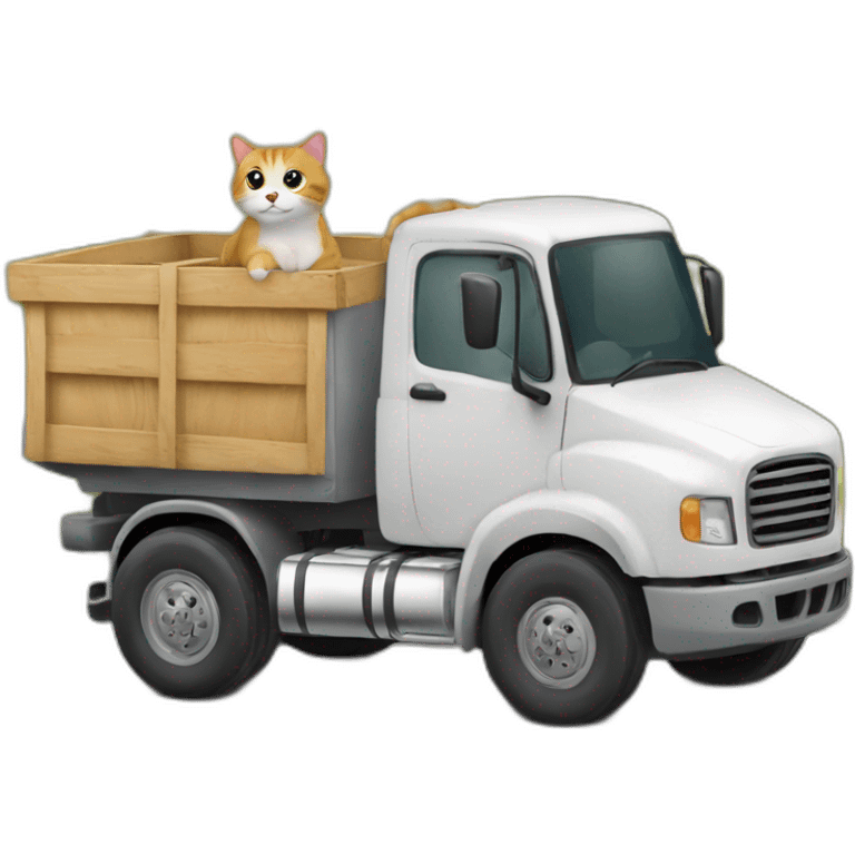 Un chat sur la route avec un camion qui roule a côté emoji